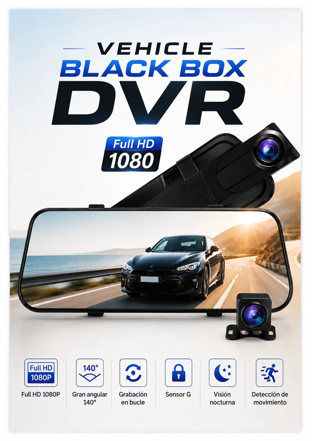 Cámara para Auto Full HD 1080P – Pantalla 4.3", Visión Nocturna, G-Sensor, 32GB