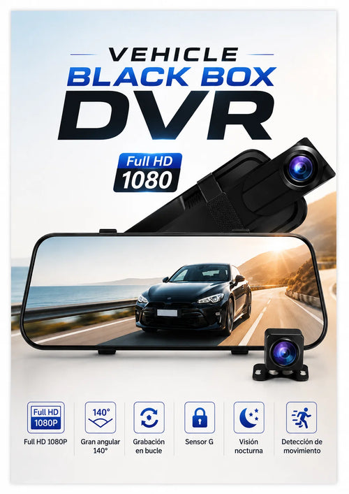 Cámara para Auto Full HD 1080P – Pantalla 4.3", Visión Nocturna, G-Sensor, 32GB