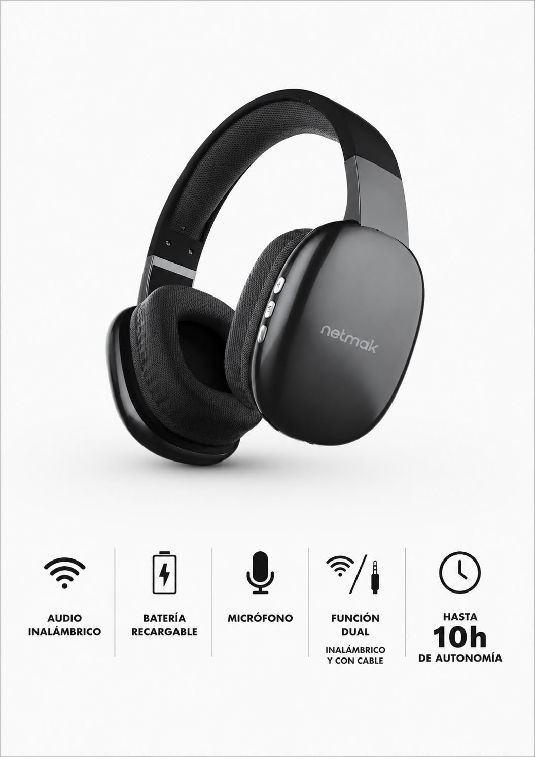 Auriculares Bluetooth y con Cable Función Dual – Recargables, Sonido Estéreo, Micrófono