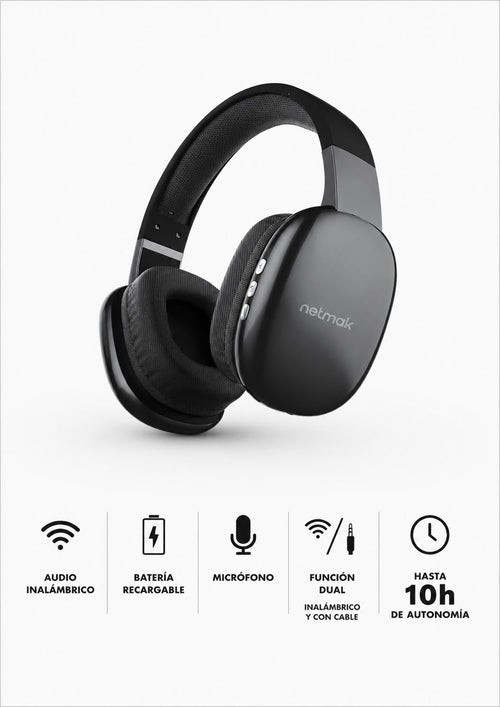 Auriculares Bluetooth y con Cable Función Dual – Recargables, Sonido Estéreo, Micrófono