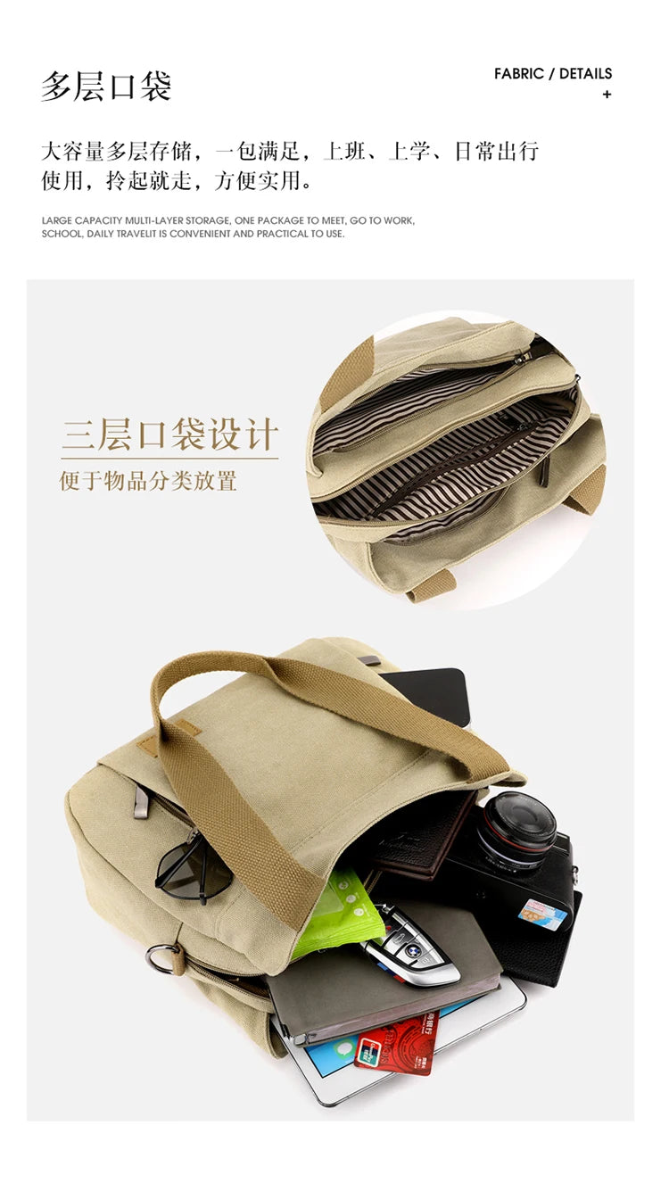 Bolso de Hombro de Lona Retro Bolso Bandolera Casual de Gran Capacidad para Mujer