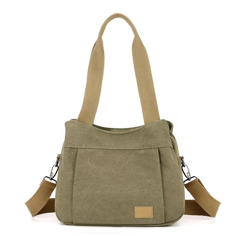 Bolso de Hombro de Lona Retro Bolso Bandolera Casual de Gran Capacidad para Mujer