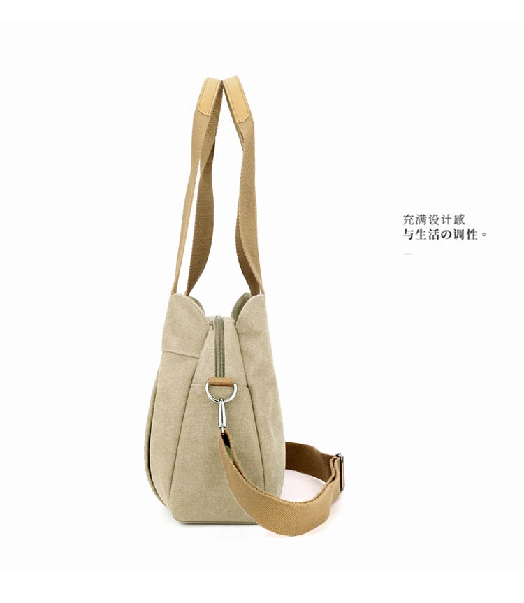 Bolso de Hombro de Lona Retro Bolso Bandolera Casual de Gran Capacidad para Mujer