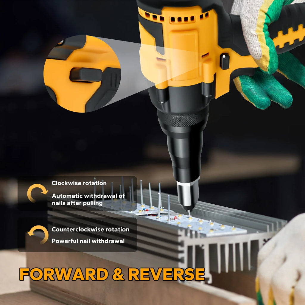 Pistola remachadora inalámbrica sin escobillas, herramienta eléctrica de inserción de taladro para Batería Dewalt de 20V, 2,4-4,8mm, sin batería