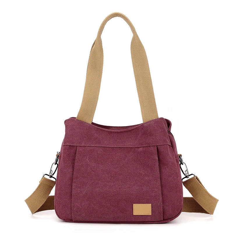 Bolso de Hombro de Lona Retro Bolso Bandolera Casual de Gran Capacidad para Mujer