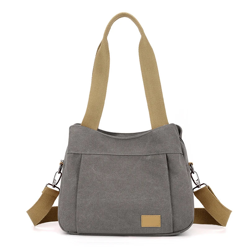 Bolso de Hombro de Lona Retro Bolso Bandolera Casual de Gran Capacidad para Mujer
