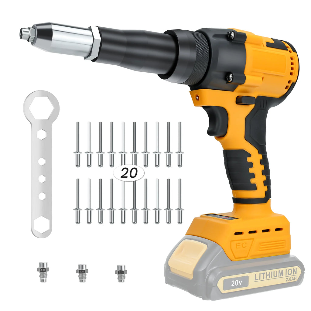 Pistola remachadora inalámbrica sin escobillas, herramienta eléctrica de inserción de taladro para Batería Dewalt de 20V, 2,4-4,8mm, sin batería