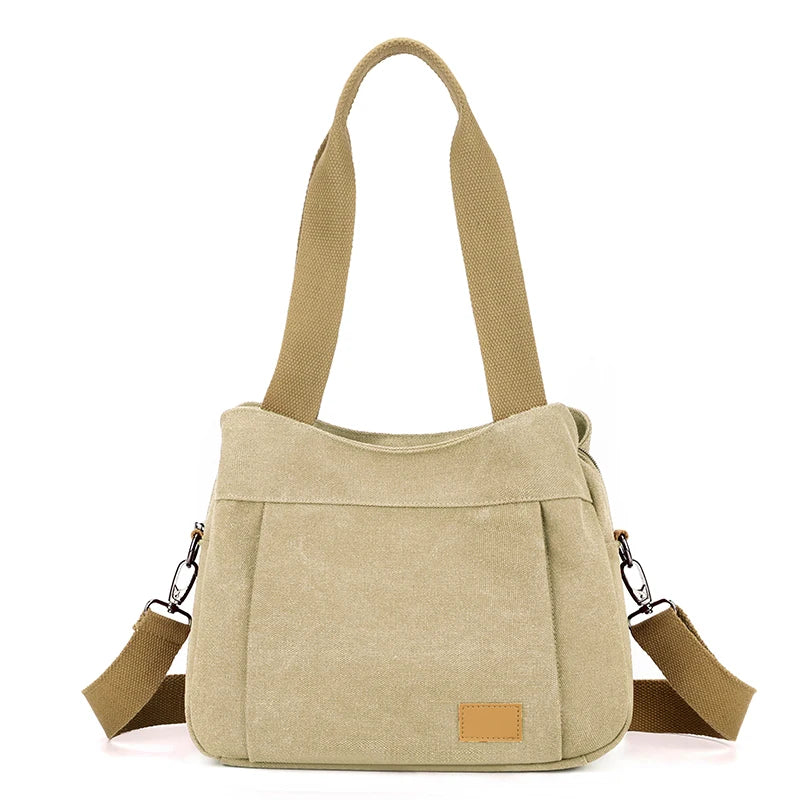 Bolso de Hombro de Lona Retro Bolso Bandolera Casual de Gran Capacidad para Mujer