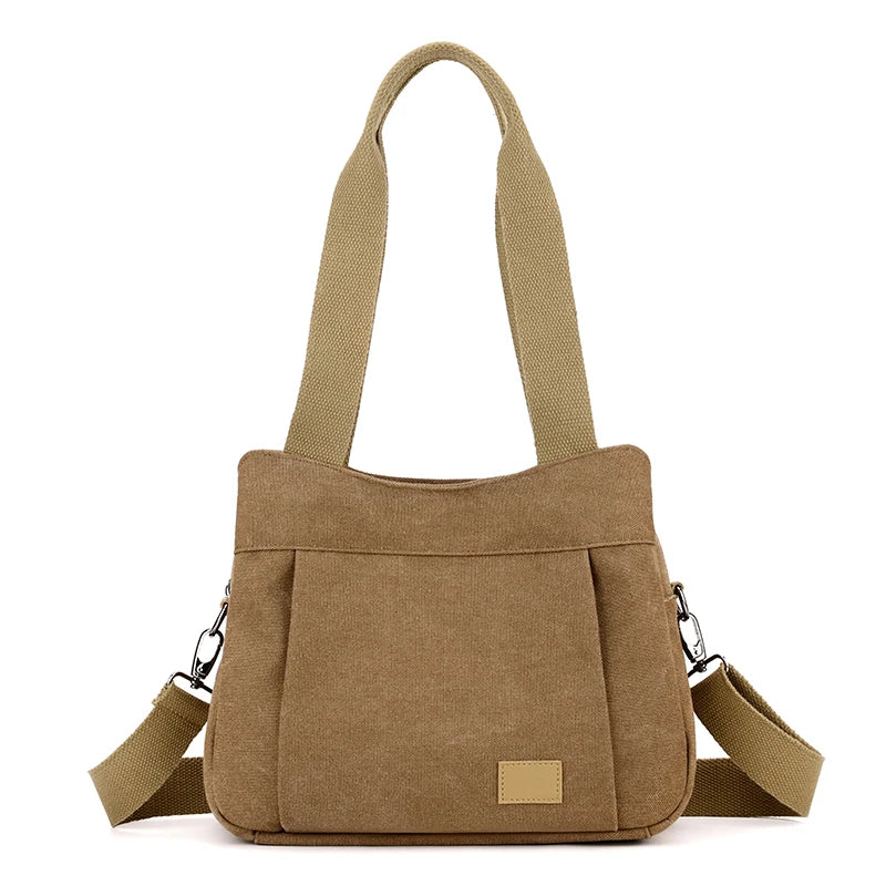 Bolso de Hombro de Lona Retro Bolso Bandolera Casual de Gran Capacidad para Mujer