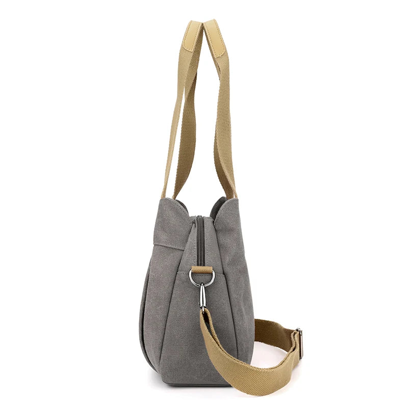 Bolso de Hombro de Lona Retro Bolso Bandolera Casual de Gran Capacidad para Mujer