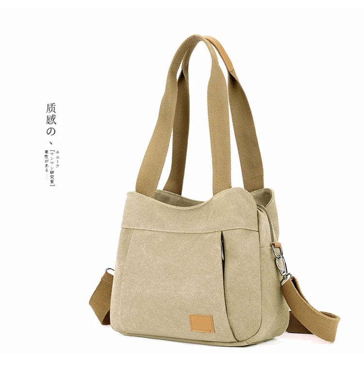 Bolso de Hombro de Lona Retro Bolso Bandolera Casual de Gran Capacidad para Mujer