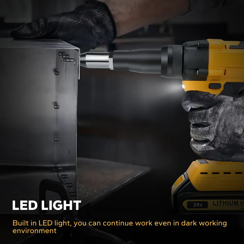 Pistola remachadora inalámbrica sin escobillas, herramienta eléctrica de inserción de taladro para Batería Dewalt de 20V, 2,4-4,8mm, sin batería