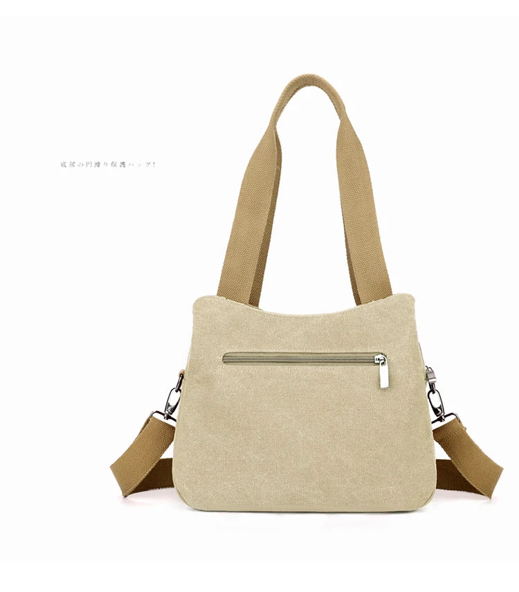 Bolso de Hombro de Lona Retro Bolso Bandolera Casual de Gran Capacidad para Mujer