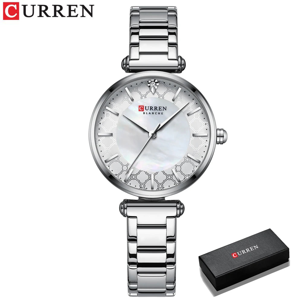 CURREN-Reloj de pulsera de acero para mujer, cronógrafo creativo, resistente al agua, marca superior, nuevo