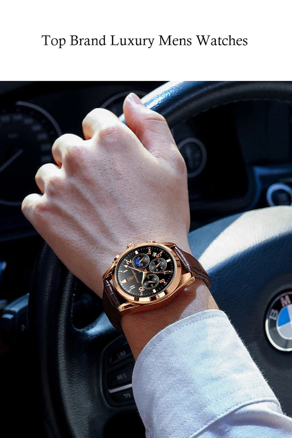 POEDAGAR-relojes para hombre, de cuero de moda, resistente al agua, parte superior luminosa, de lujo, de cuarzo, Masculino, 2021