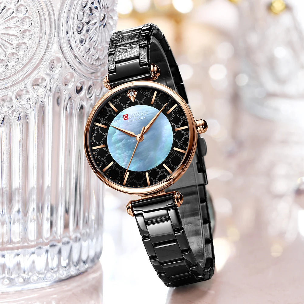 CURREN-Reloj de pulsera de acero para mujer, cronógrafo creativo, resistente al agua, marca superior, nuevo