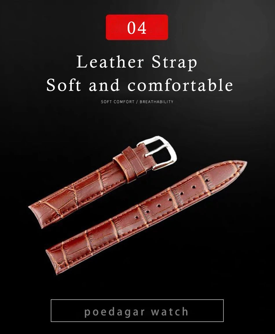POEDAGAR-relojes para hombre, de cuero de moda, resistente al agua, parte superior luminosa, de lujo, de cuarzo, Masculino, 2021