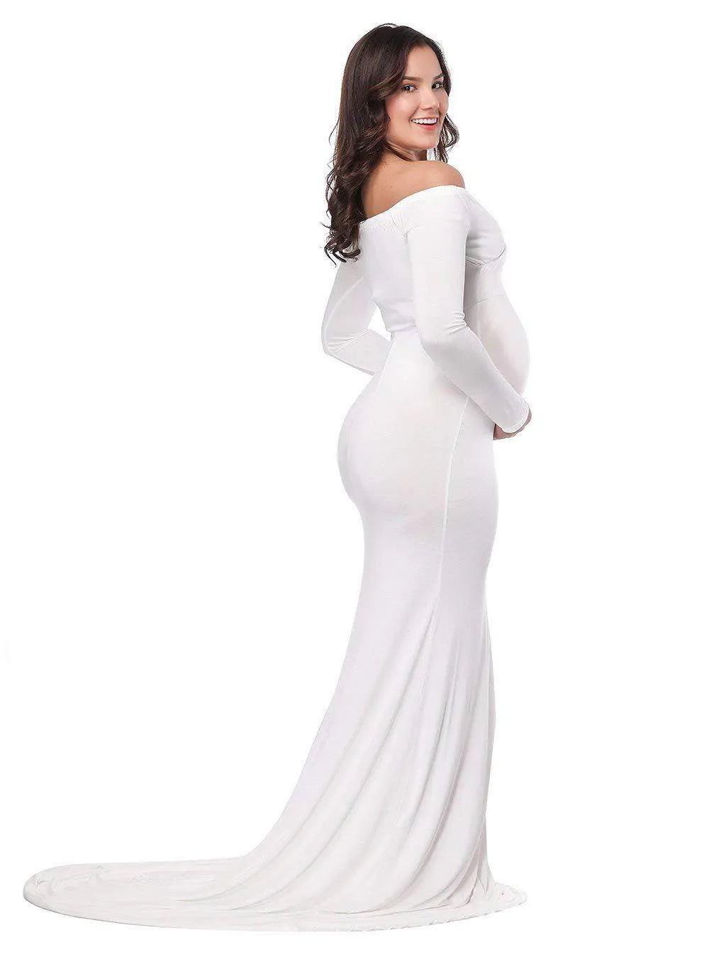 Vestidos de maternidad sexys para mujer embarazada, accesorios de fotografía, hombros descubiertos, Vestido largo de lactancia, vestidos de maternidad para sesión de fotos