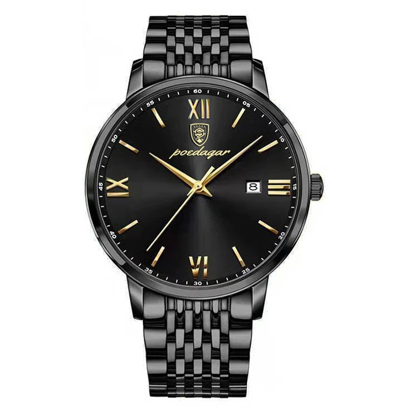 Reloj POEDAGAR de la mejor marca, reloj de acero inoxidable con fecha de negocios para hombre, relojes luminosos resistentes al agua, reloj de pulsera deportivo de cuarzo de lujo para hombre