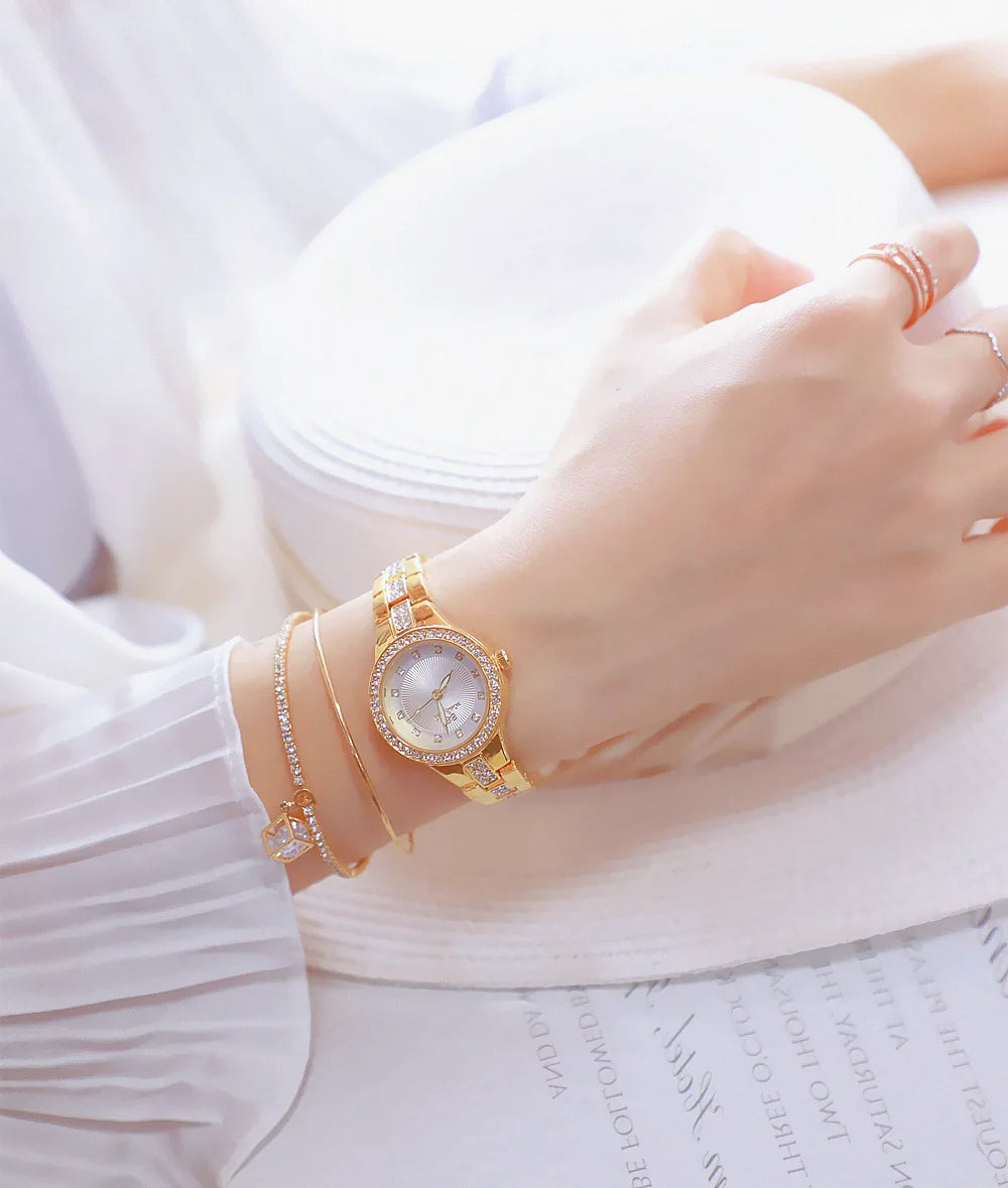BS bee sister-Relojes de pulsera de lujo para mujer, nueva tendencia de moda, esfera pequeña, exquisitos relojes de pulsera para mujer, joyería de cristal