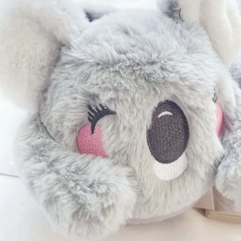 Lindas zapatillas de felpa de animales de dibujos animados de Koala rosa y gris, pantuflas cálidas de invierno para mujer para el hogar