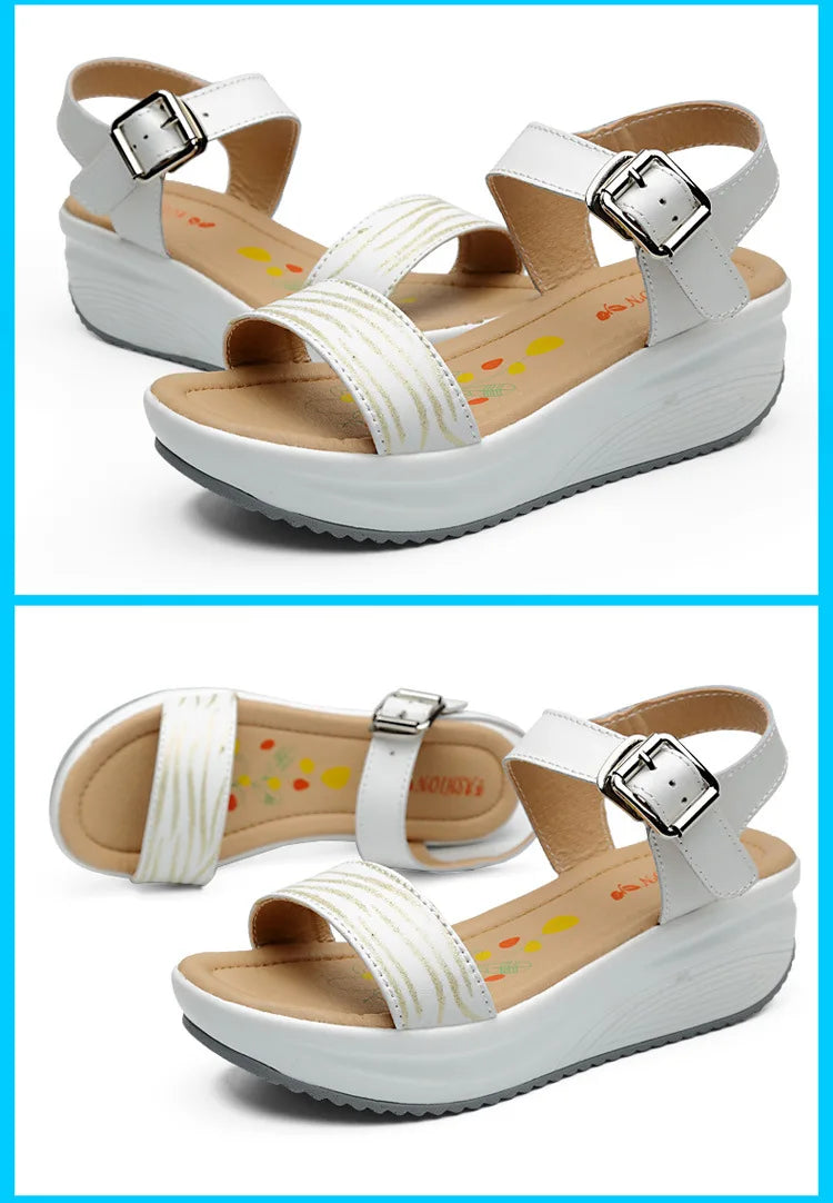 WOIZGIC, zapatos de mujer de cuero genuino, sandalias de plataforma, tacones altos, chanclas de playa frescas de verano 35-40 CDBY-5531