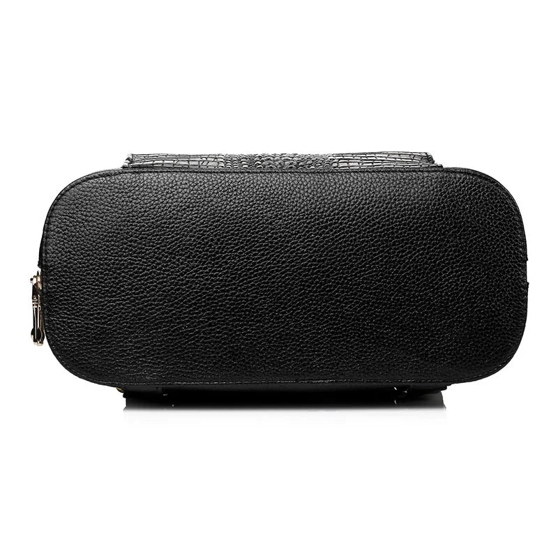 Mochila Zency de piel de cocodrilo para mujer, 100% genuina y natural, para viajes, trabajo, escuela, con compartimento para portátil, equipaje de mano