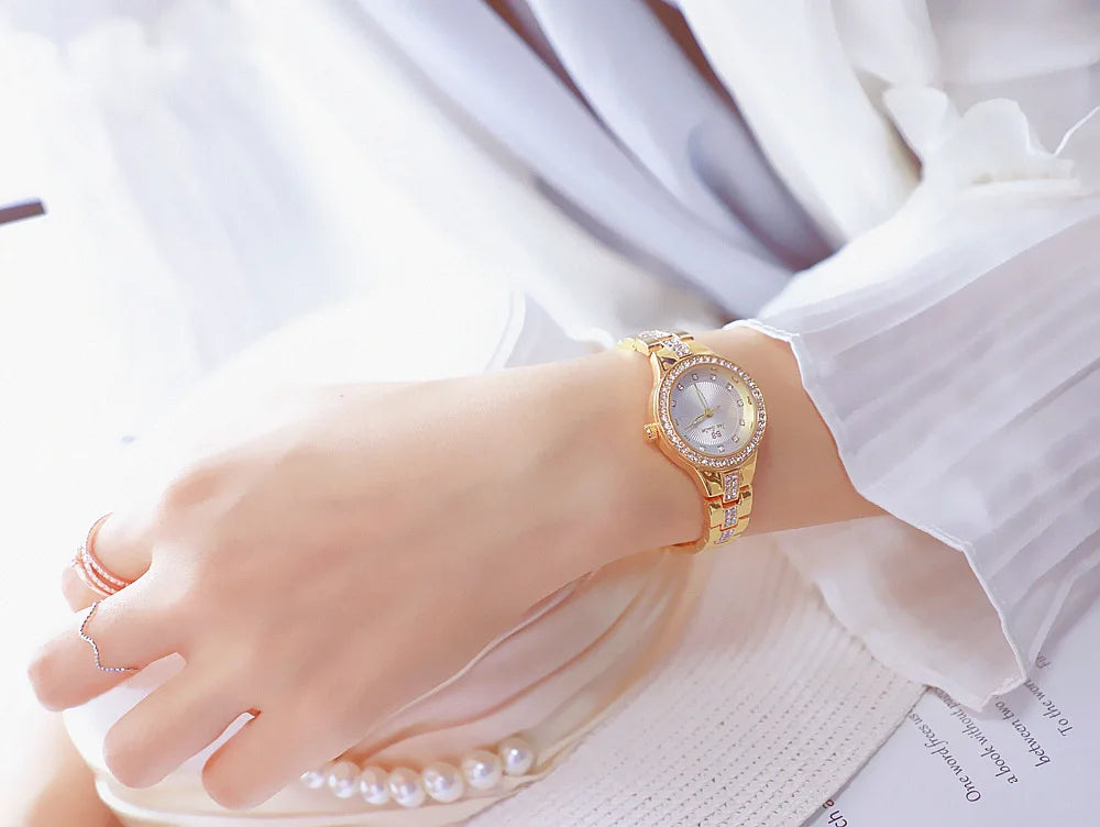 BS bee sister-Relojes de pulsera de lujo para mujer, nueva tendencia de moda, esfera pequeña, exquisitos relojes de pulsera para mujer, joyería de cristal