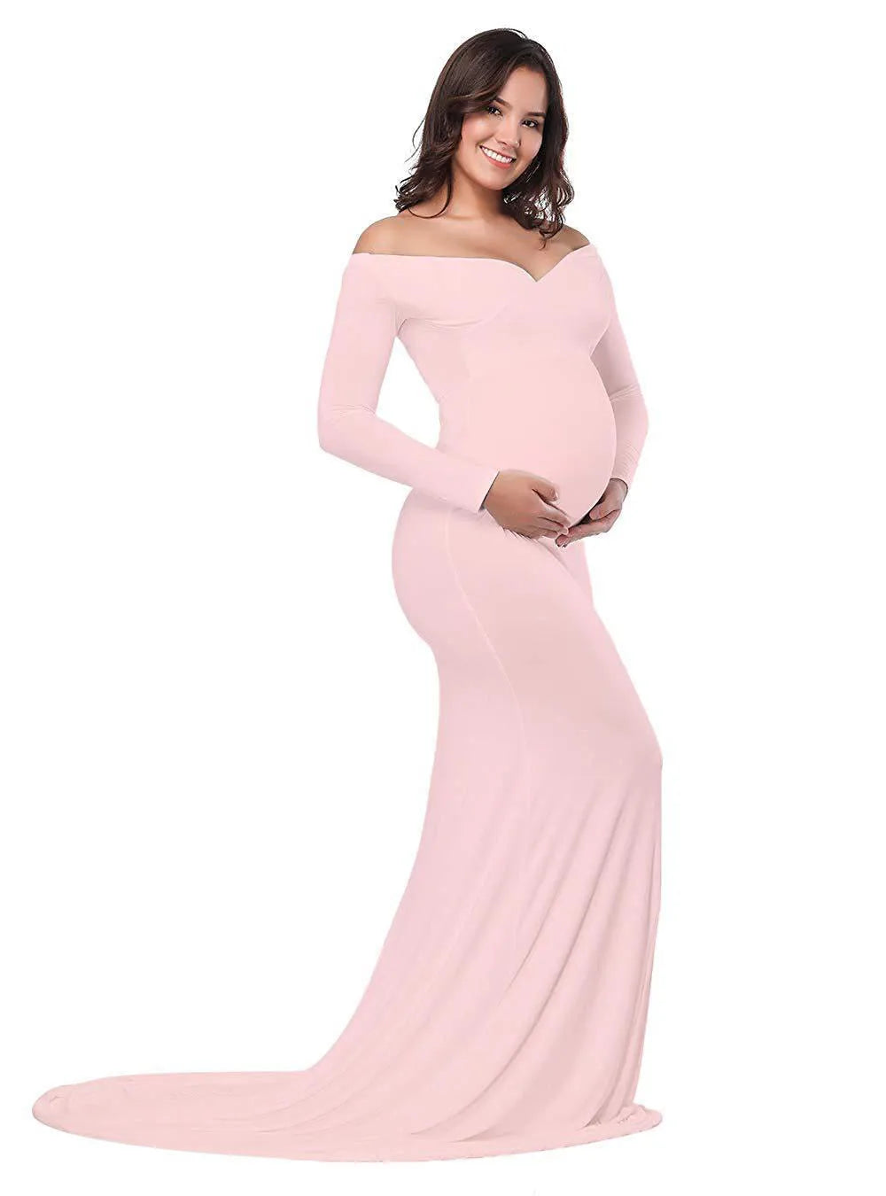 Vestidos de maternidad sexys para mujer embarazada, accesorios de fotografía, hombros descubiertos, Vestido largo de lactancia, vestidos de maternidad para sesión de fotos