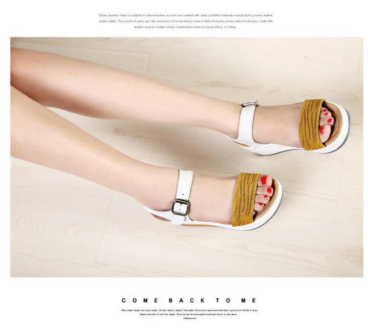 WOIZGIC, zapatos de mujer de cuero genuino, sandalias de plataforma, tacones altos, chanclas de playa frescas de verano 35-40 CDBY-5531