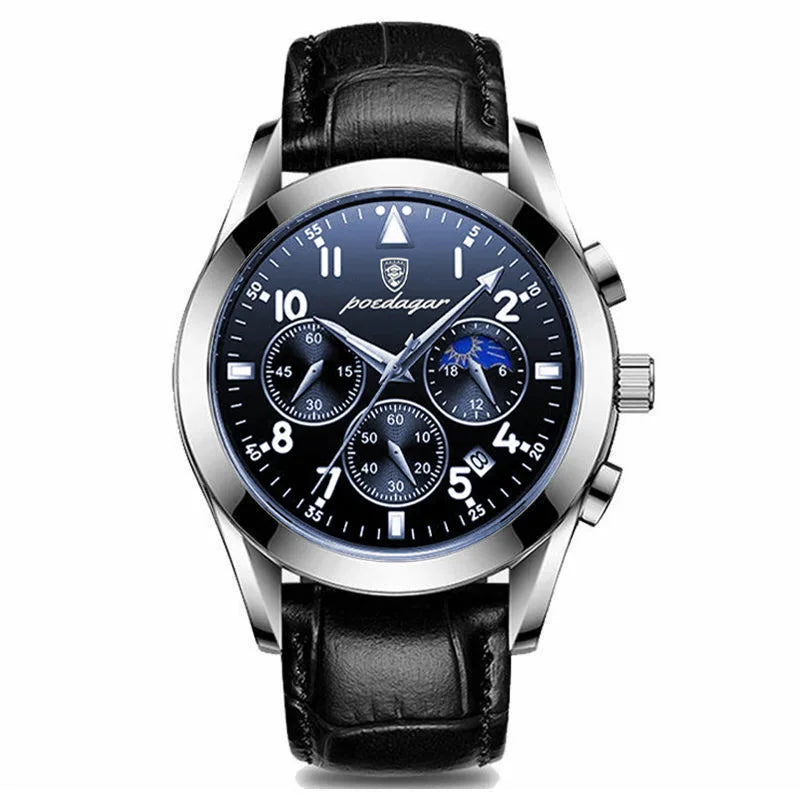 POEDAGAR-relojes para hombre, de cuero de moda, resistente al agua, parte superior luminosa, de lujo, de cuarzo, Masculino, 2021