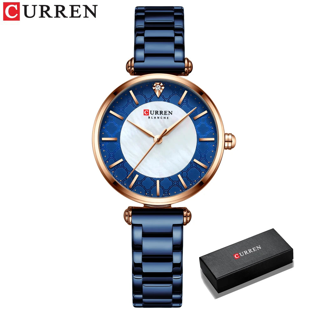 CURREN-Reloj de pulsera de acero para mujer, cronógrafo creativo, resistente al agua, marca superior, nuevo