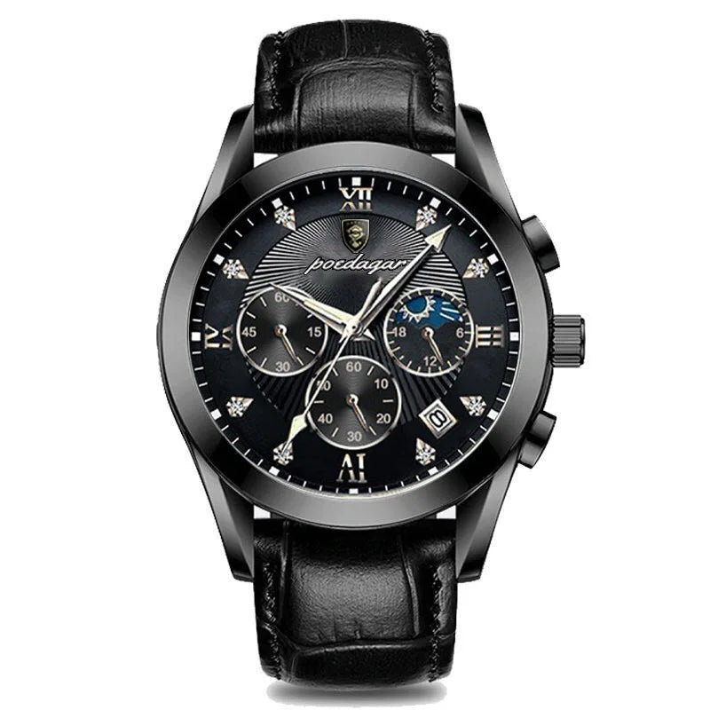POEDAGAR-relojes para hombre, de cuero de moda, resistente al agua, parte superior luminosa, de lujo, de cuarzo, Masculino, 2021