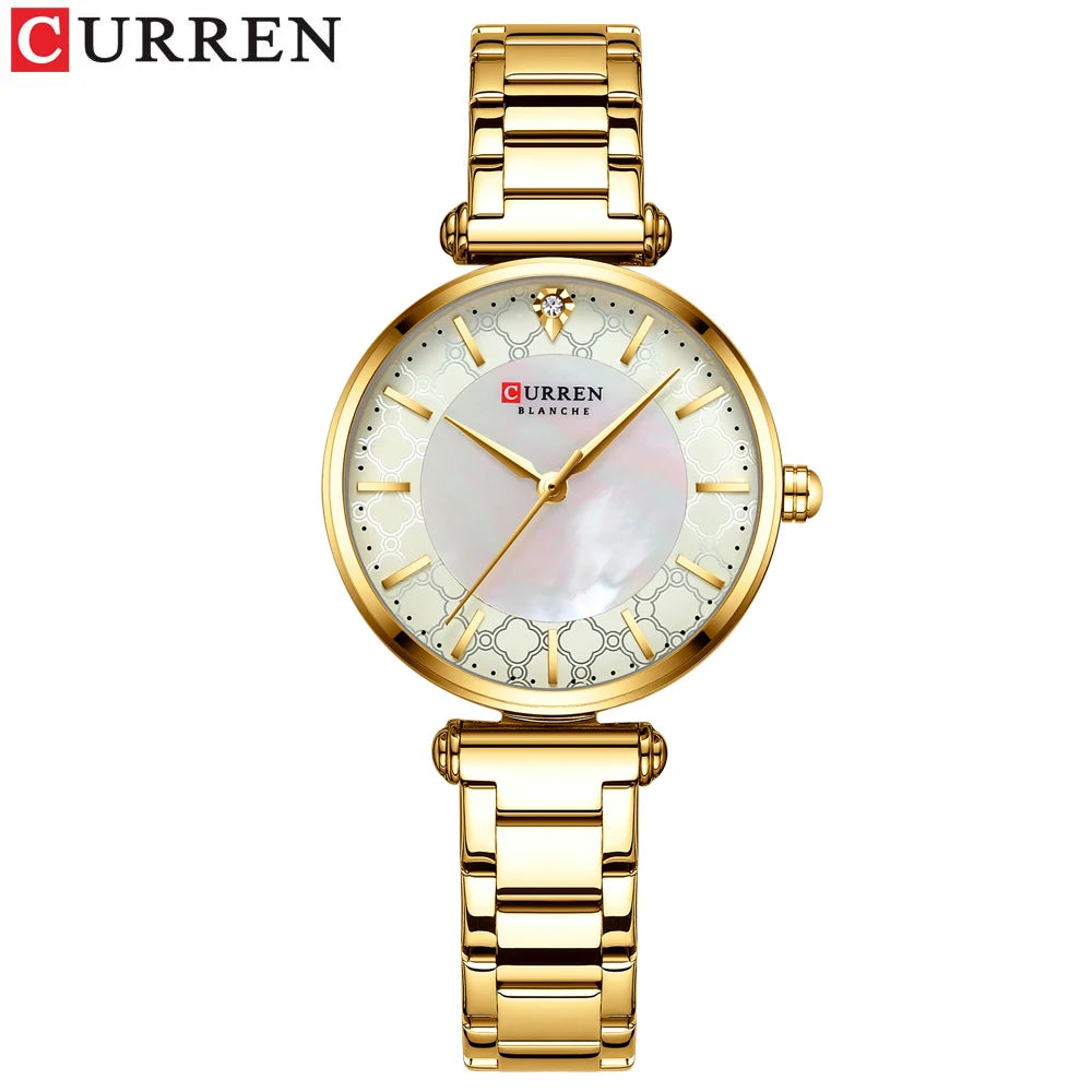CURREN-Reloj de pulsera de acero para mujer, cronógrafo creativo, resistente al agua, marca superior, nuevo