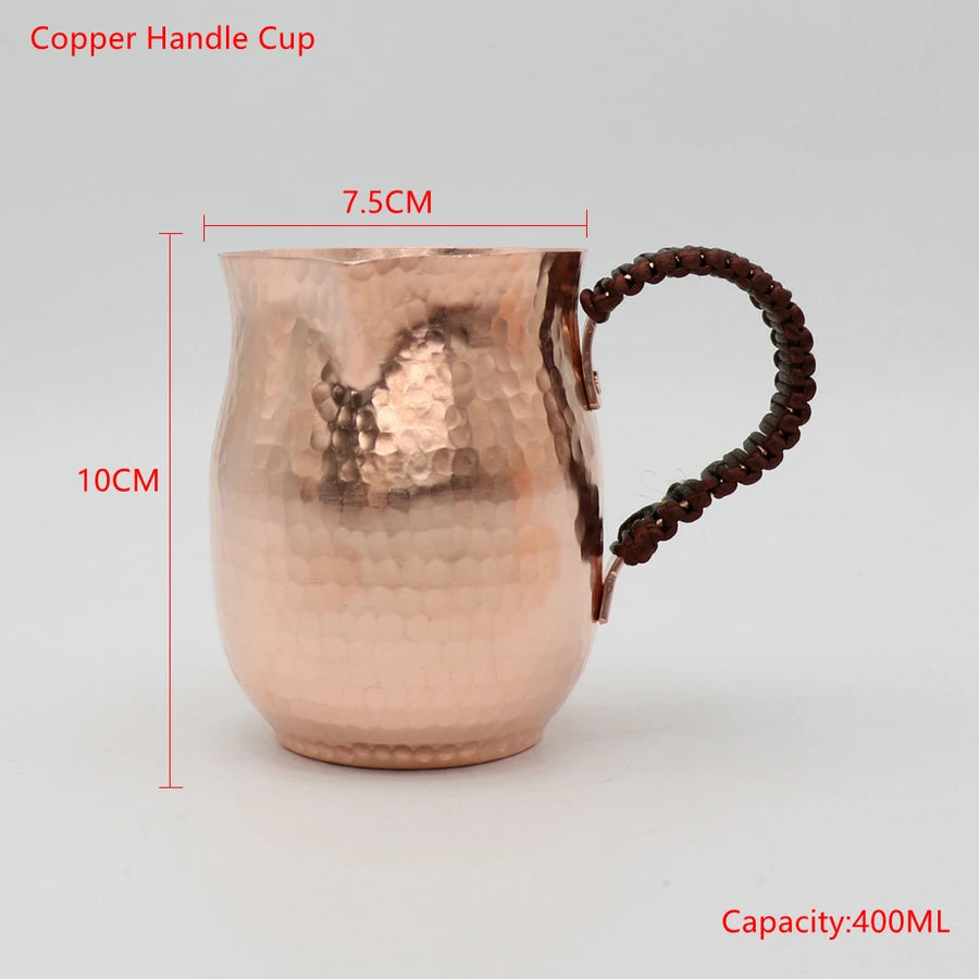Taza de té de café hecha a mano de cobre puro, cafetera árabe griega turca para Barista
