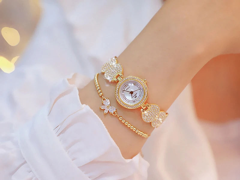 Relojes de diamantes de lujo para mujer, reloj de pulsera femenino, reloj de pulsera elegante, reloj de lujo para mujer