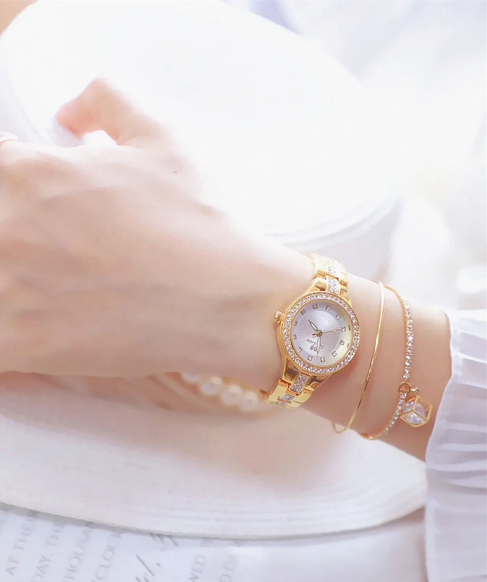 BS bee sister-Relojes de pulsera de lujo para mujer, nueva tendencia de moda, esfera pequeña, exquisitos relojes de pulsera para mujer, joyería de cristal