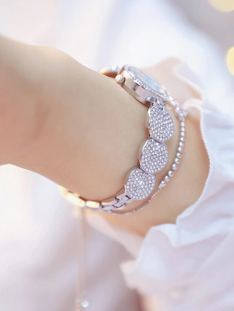 Relojes de diamantes de lujo para mujer, reloj de pulsera femenino, reloj de pulsera elegante, reloj de lujo para mujer