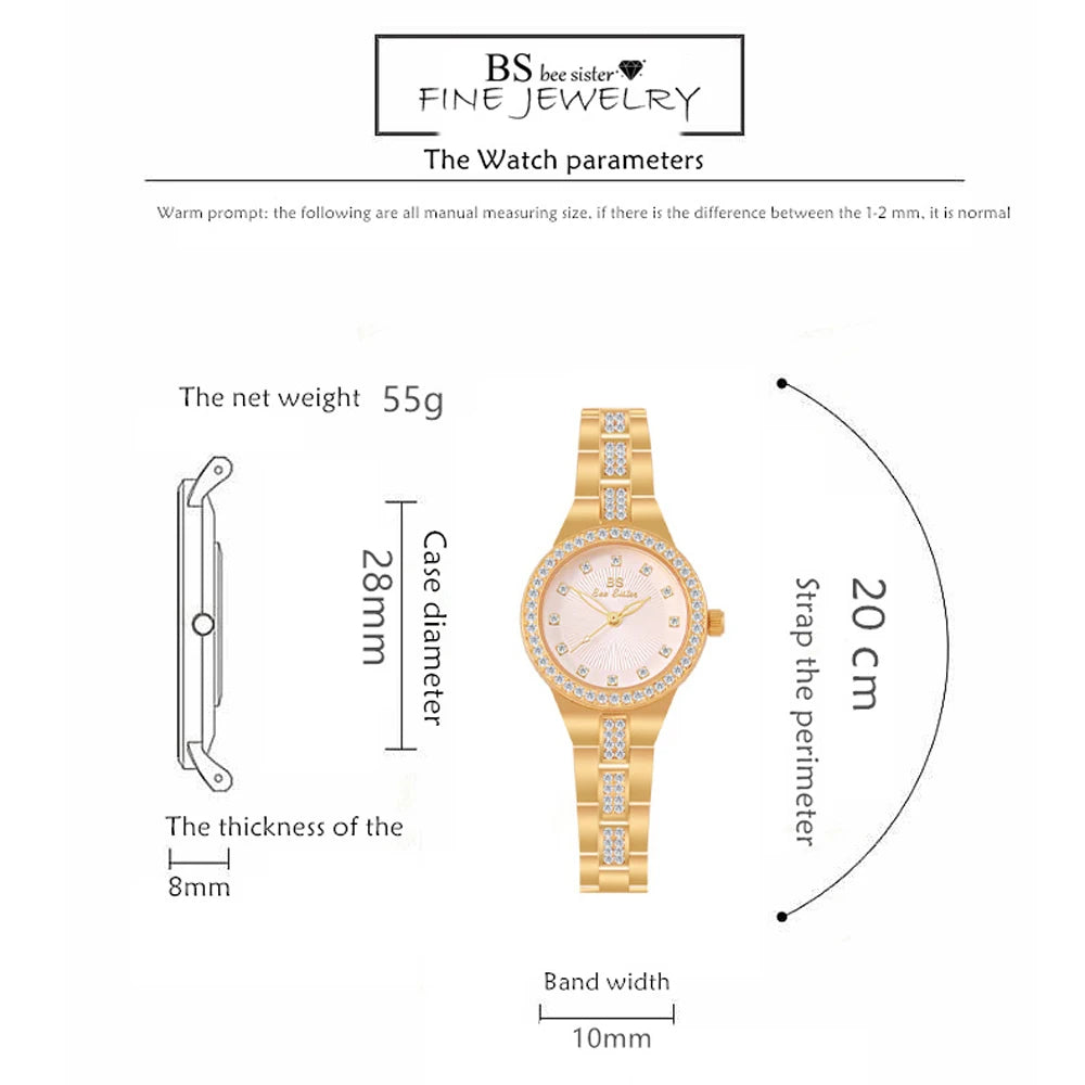 BS bee sister-Relojes de pulsera de lujo para mujer, nueva tendencia de moda, esfera pequeña, exquisitos relojes de pulsera para mujer, joyería de cristal