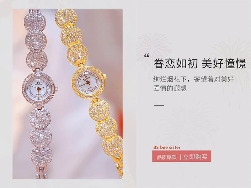 Relojes de diamantes de lujo para mujer, reloj de pulsera femenino, reloj de pulsera elegante, reloj de lujo para mujer