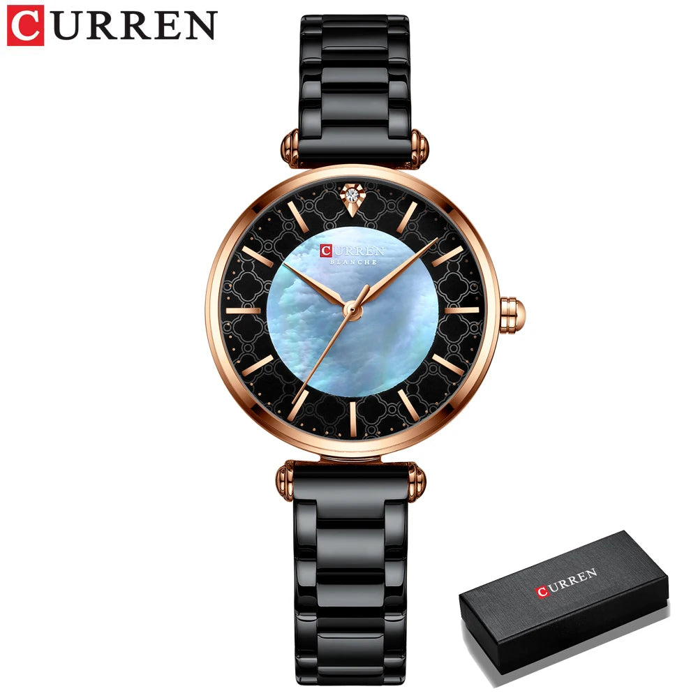CURREN-Reloj de pulsera de acero para mujer, cronógrafo creativo, resistente al agua, marca superior, nuevo