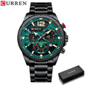 Nuevos relojes CURREN verdes para hombre, relojes de cuarzo de acero inoxidable de lujo de primeras marcas, reloj deportivo con fecha para hombre, reloj de pulsera resistente al agua