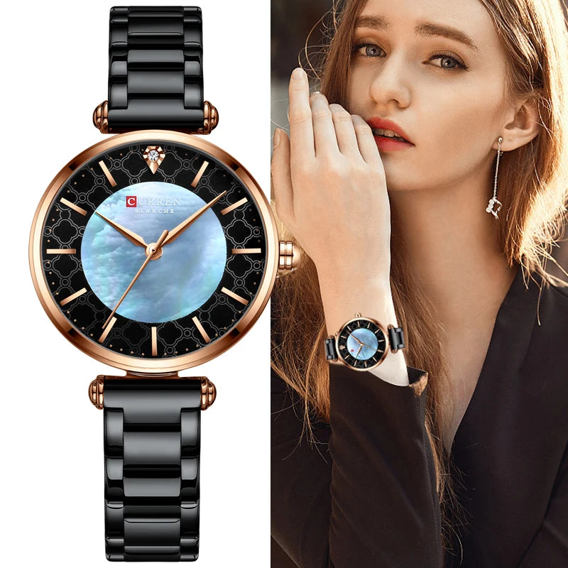 CURREN-Reloj de pulsera de acero para mujer, cronógrafo creativo, resistente al agua, marca superior, nuevo