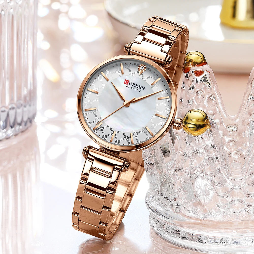 CURREN-Reloj de pulsera de acero para mujer, cronógrafo creativo, resistente al agua, marca superior, nuevo
