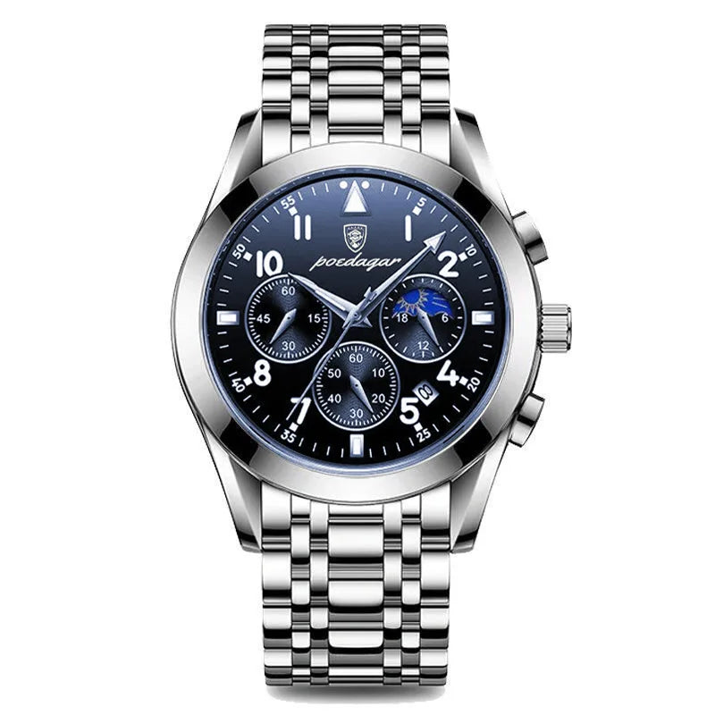POEDAGAR-relojes para hombre, de cuero de moda, resistente al agua, parte superior luminosa, de lujo, de cuarzo, Masculino, 2021
