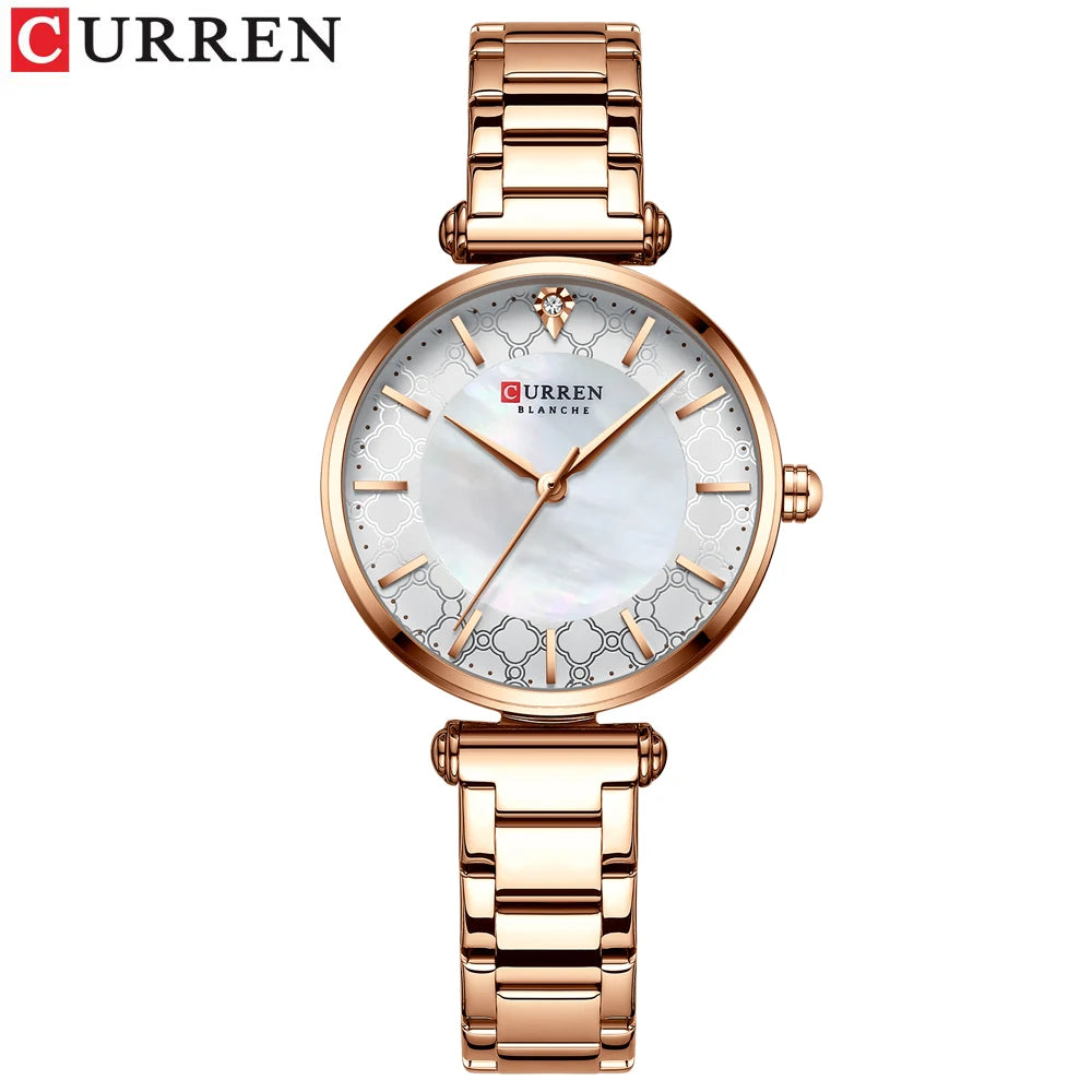CURREN-Reloj de pulsera de acero para mujer, cronógrafo creativo, resistente al agua, marca superior, nuevo
