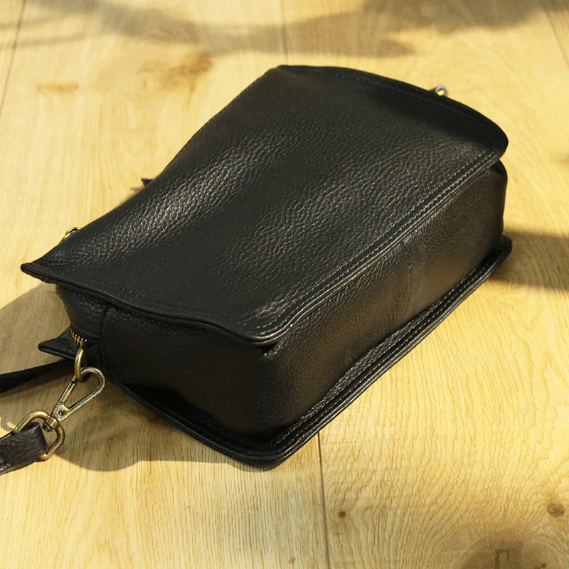 Bolso pequeño de diseñador de marca para mujer, bolsa de hombro con solapa de cuero genuino, informal, con cremallera de tres capas, cruzado