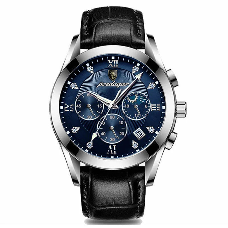 POEDAGAR-relojes para hombre, de cuero de moda, resistente al agua, parte superior luminosa, de lujo, de cuarzo, Masculino, 2021