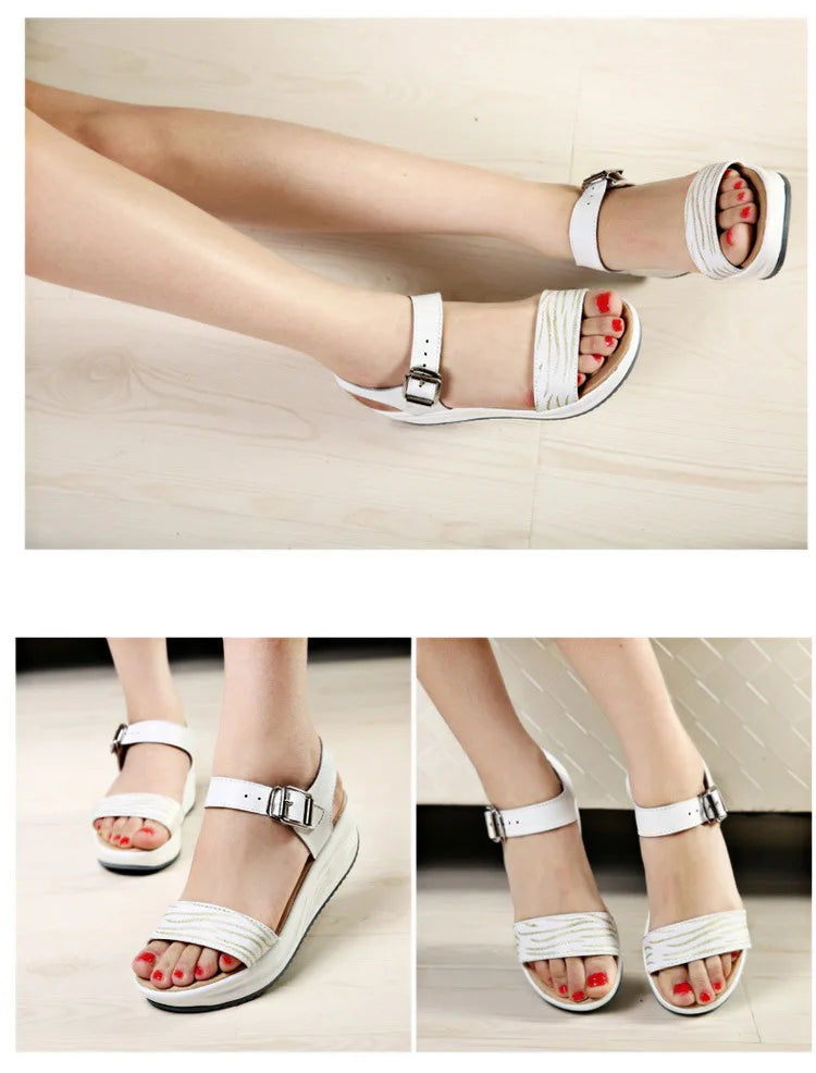 WOIZGIC, zapatos de mujer de cuero genuino, sandalias de plataforma, tacones altos, chanclas de playa frescas de verano 35-40 CDBY-5531