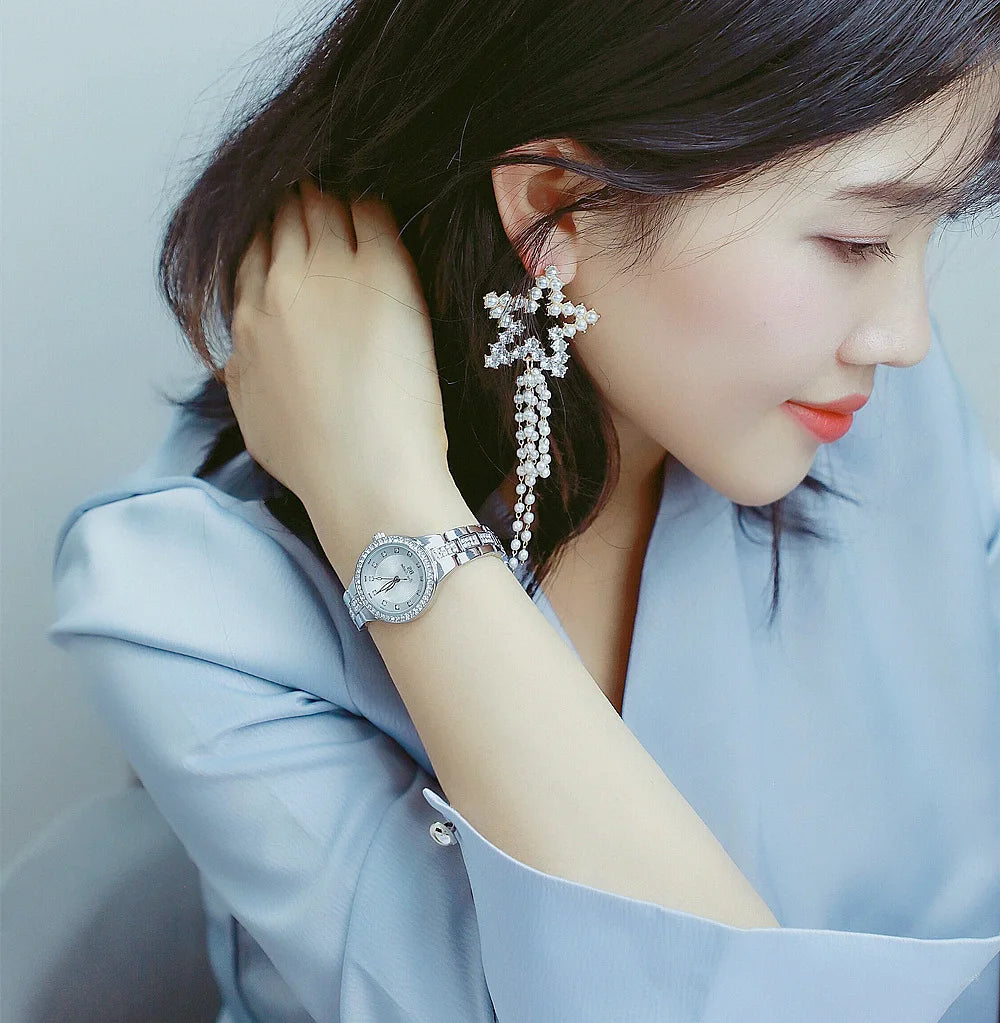 BS bee sister-Relojes de pulsera de lujo para mujer, nueva tendencia de moda, esfera pequeña, exquisitos relojes de pulsera para mujer, joyería de cristal